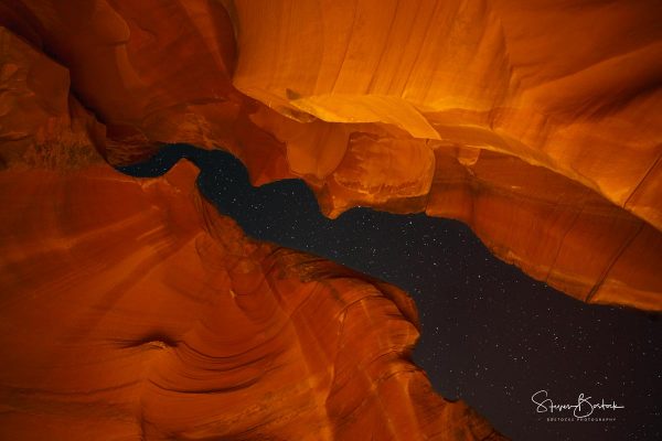 entrance night stars upper antelope canyon arizona