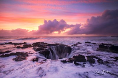 pink sunset thors well cape perpetua oregon coast