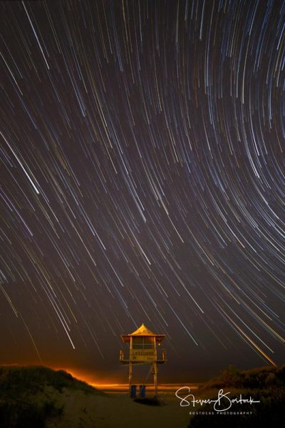 startrails milky way lifeguard tower the spit gold coast