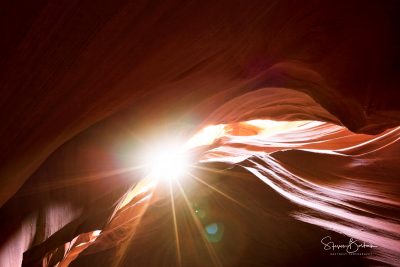 sun flare upper antelope canyon arizona