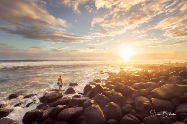 sunrise surfer rocks burleigh heads gold coast